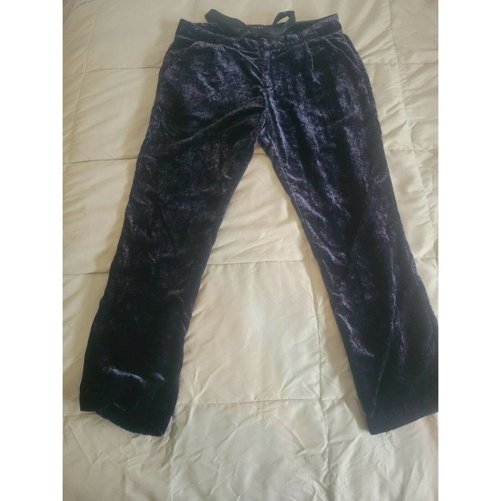 Lucky Brand Women's Black Velvet Rose Print Pants Size Medium 8